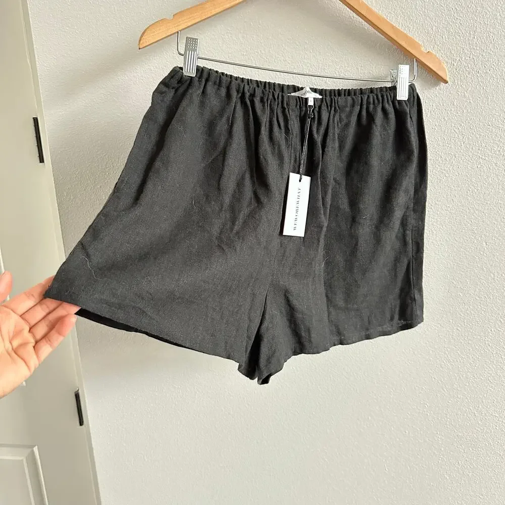 WeWoreWhat Pull on Shorts Linen Blend Size Small NEW - Picture 2 of 5